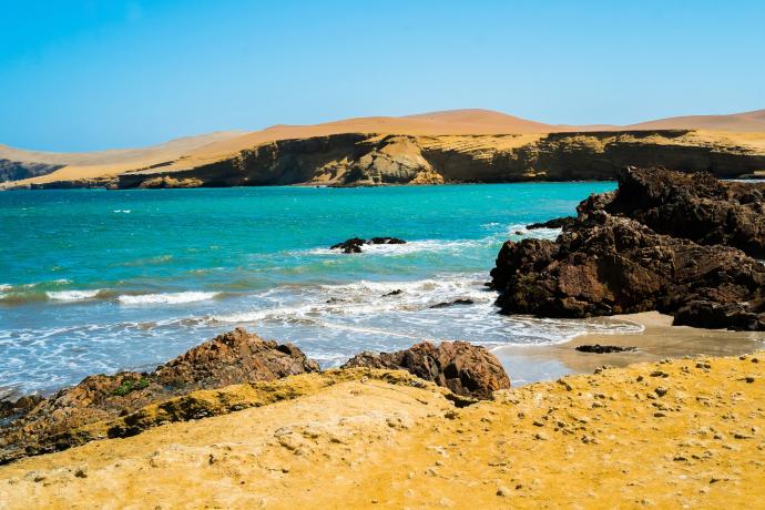 Côte Pacifique dans réserve naturelle de Paracas