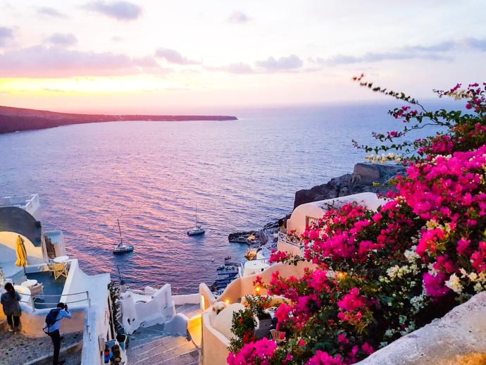 Couleurs de Santorin au soleil couchant