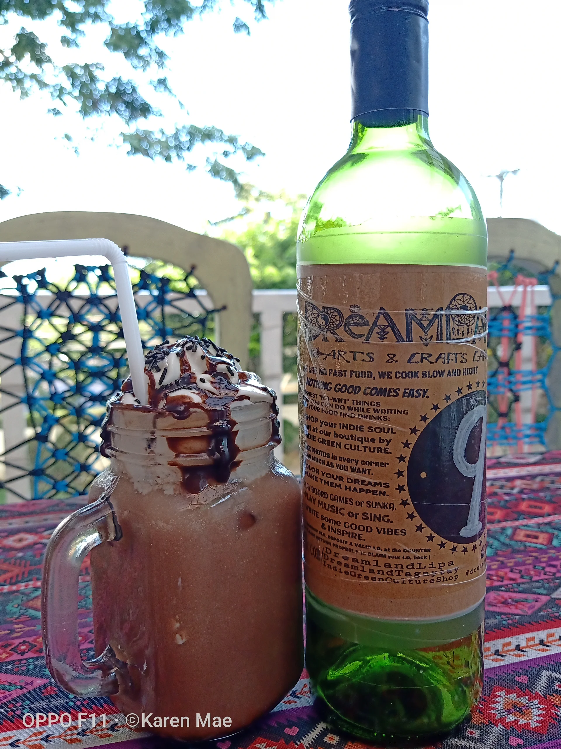 A frappe and a bottle.  (Philippines)