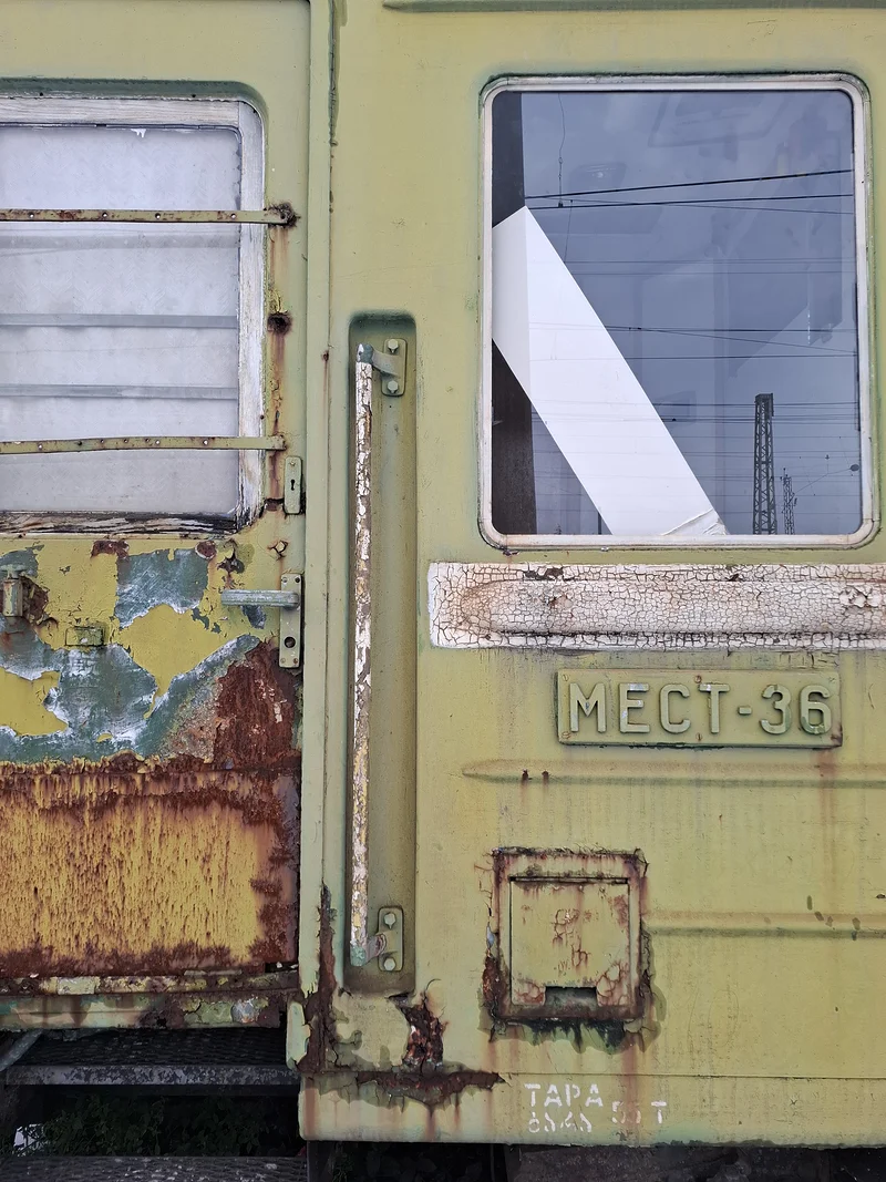 Un train soviétique à l'arrêt, Samtredia  (Géorgie)