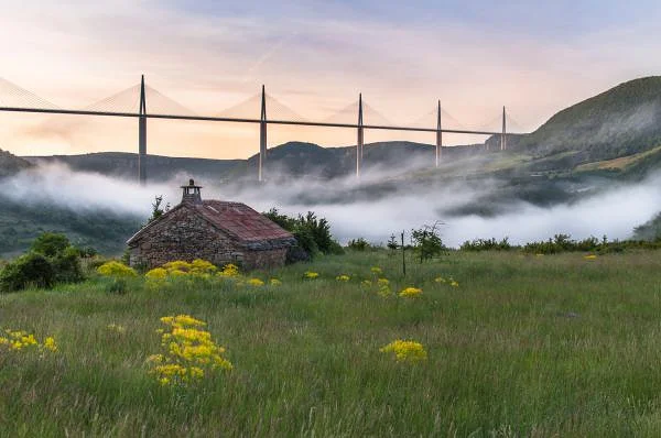 Réveil dans la brume — Viaduc de Millau (France)