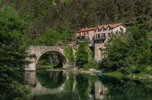 Pont en ruine sur le Tarn — Gorges du Tarn (France)