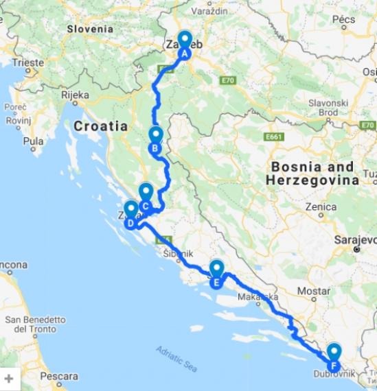 Itinéraire du road-trip
