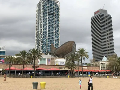 vue depuis la plage de Barceloneta